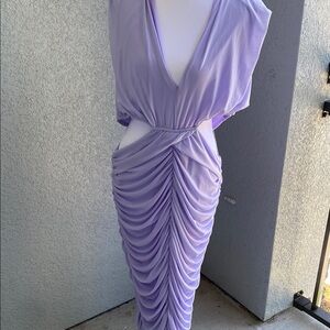 Ashley Stewart Curvy Girl  Elegant Lavender Draped Dress Cut Outs Sz 3X NWT